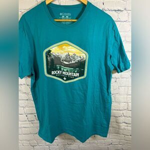 Columbia Teal Rocky Mountain National Park Hiking Camping Graphic T-shirt XL